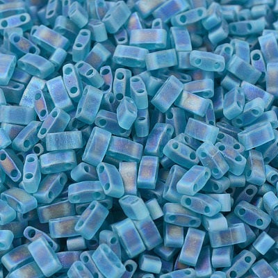 Miyuki Tila / Half Tila / Quater Tila 2-hole Beads, Trans Rainbow Frosted Teal (# 2405FR), Glass, Japan