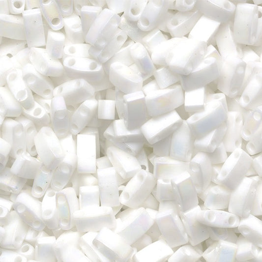 Miyuki Tila / Half Tila / Quater Tila 2-hole Beads, Opaque White (HTL402), Glass, Japan