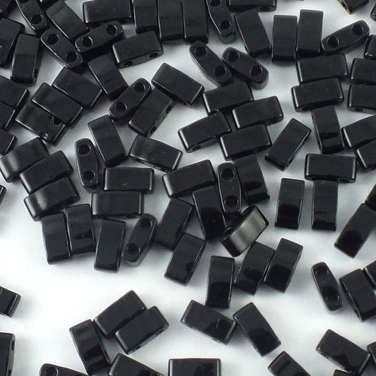 ミユキティラ/ハーフティラ/クォーターティラ 2穴ビーズ 不透明ジェット (HTL401) ガラス製 日本製