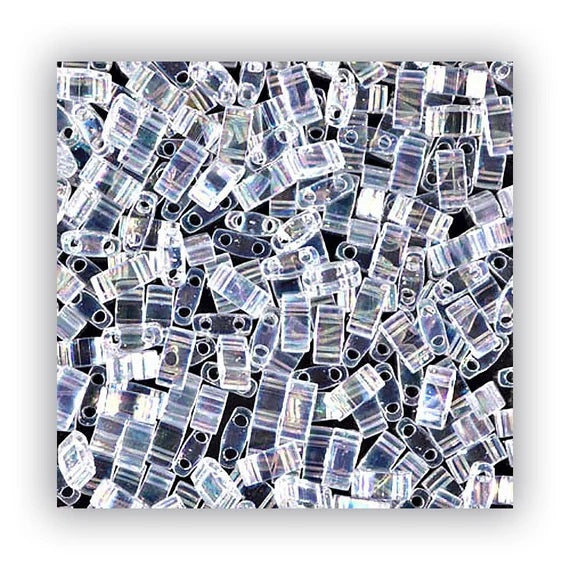 Miyuki Tila / Half Tila / Quater Tila 2-hole Beads, Crystal AB (HTL250), Glass, Japan