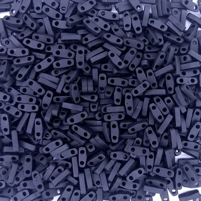 ミユキ ティラ / ハーフティラ / クォーターティラ 2穴ビーズ 不透明フロストジェット (QTL401F) ガラス製 日本製