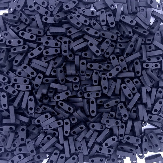 ミユキ ティラ / ハーフティラ / クォーターティラ 2穴ビーズ 不透明フロストジェット (QTL401F) ガラス製 日本製