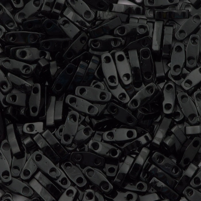 ミユキティラ/ハーフティラ/クォーターティラ 2穴ビーズ 不透明ジェット (HTL401) ガラス製 日本製