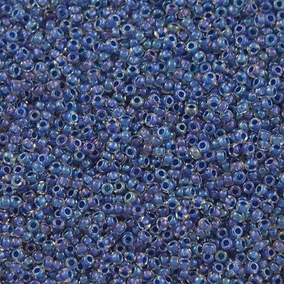 TOHO Round Seed Beads Rocailles, Inside Color Luster Crystal/Dk Capri Lined (# 193), Glass, Japan