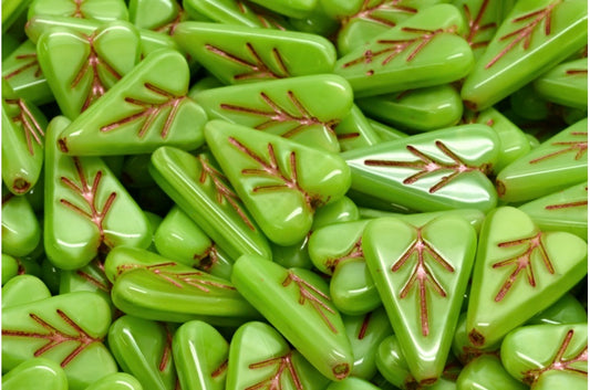 ハートリーフビーズ、51400 銅線入り (51400-43806)、ガラス、チェコ共和国