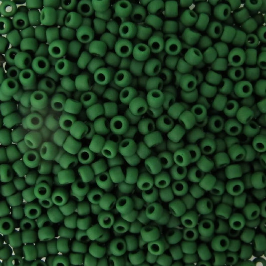 TOHO Round Seed Beads Rocailles, Opaque Frosted Pine Green (# 47HF), Glass, Japan