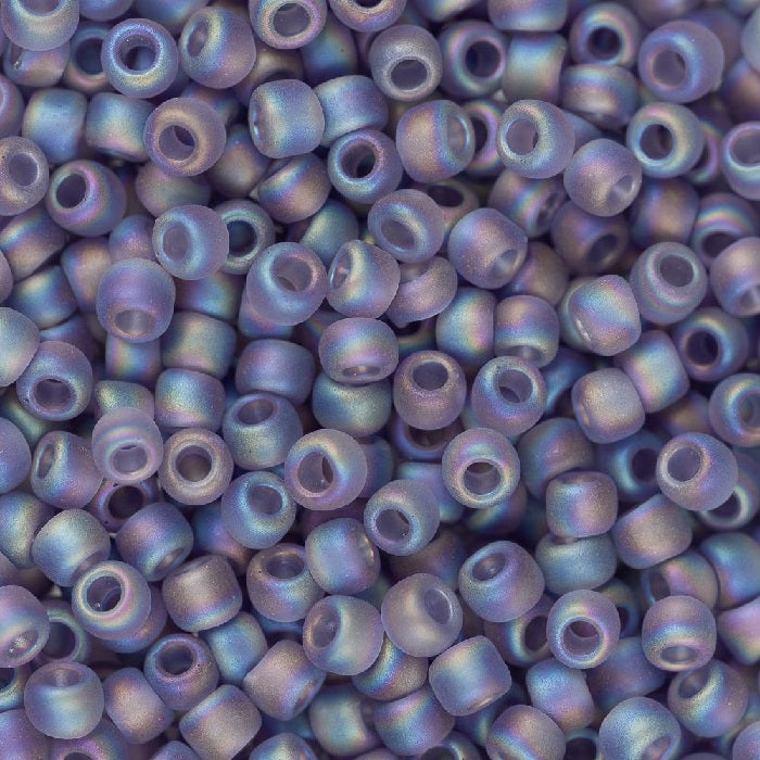 TOHO Round Seed Beads Rocailles, Transparent Rainbow Frosted Light Tanzanite (# 166DF), Glass, Japan