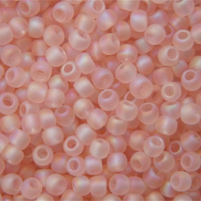 TOHO Round Seed Beads Rocailles, Transparent Rainbow Frosted Rosaline (# 169F), Glass, Japan