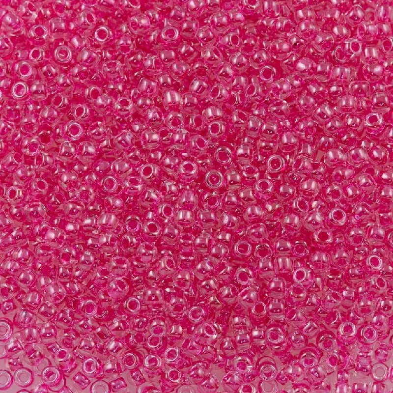 TOHO Round Seed Beads Rocailles, Inside Color Crystal/Fuchsia Lined Lined (# 350), Glass, Japan