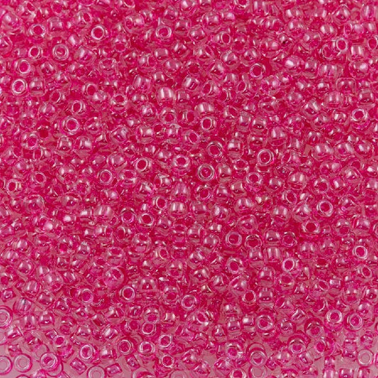 TOHO Round Seed Beads Rocailles, Inside Color Crystal/Fuchsia Lined Lined (# 350), Glass, Japan