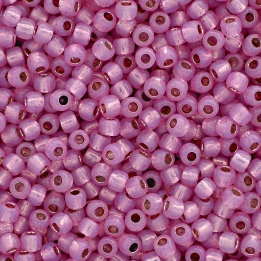 TOHO Round Seed Beads Rocailles, Permanent Finish Silver Lined Milky Electric (# PF2107), Glass, Japan