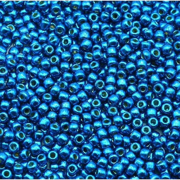 TOHO Round Seed Beads Rocailles, Permanent Finish Galvanized Turkish Blue (# PF584), Glass, Japan