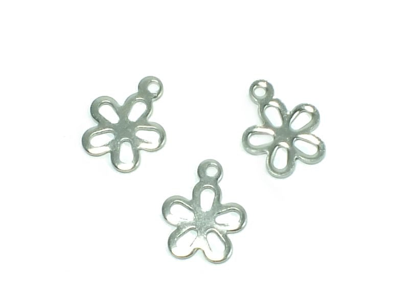 ペンダント - 花、約14x12mm、ステンレススチール304