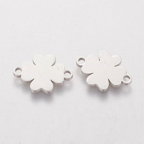 Decorative piece - four-leaf clover, approx. 15x11x1 mm, Stainless Steel 304