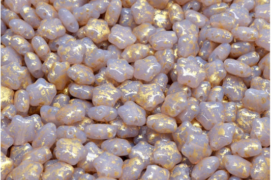 Flat Star Beads, Transparent Light Amethyst Gold Splash (21000-94401), Glass, Czech Republic