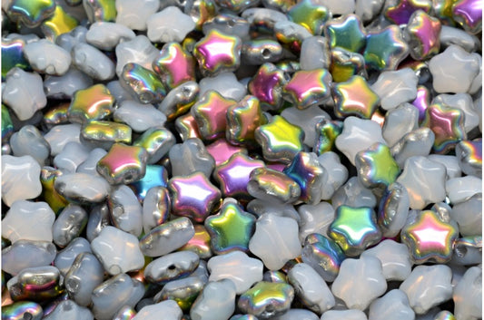 フラットスタービーズ、オパールホワイトクリスタルヴィトレイルミディアムコーティング（01000-28101）、ガラス、チェコ共和国