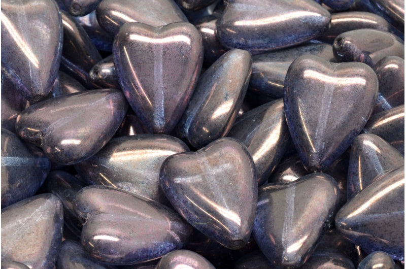 Elongated Heart Beads, Crystal Purple (00030-15726), Glass, Czech Republic