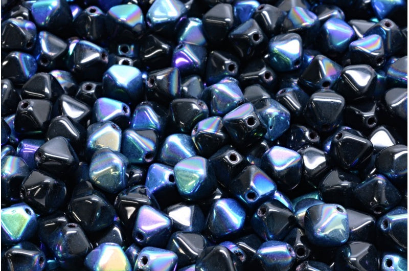 Bicone Beads, Black Ab (23980-28701), Glass, Czech Republic