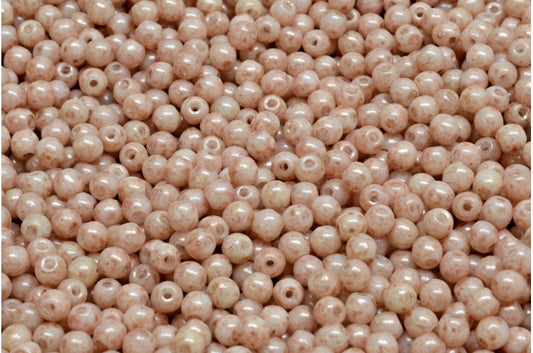 Round Druck Beads, White Opal 34303 (02020-34303), Glass, Czech Republic