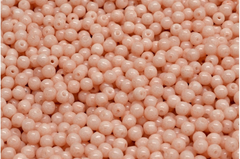 Round Druck Beads, White Opal Light Pink Peach (02020-34305), Glass, Czech Republic