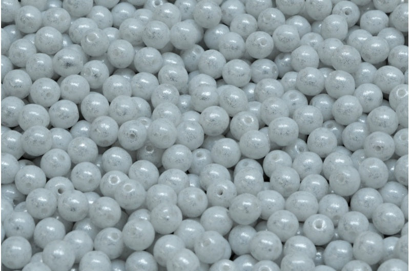 ラウンドドラックビーズ、ホワイトオパール 34301 (02020-34301)、ガラス、チェコ共和国