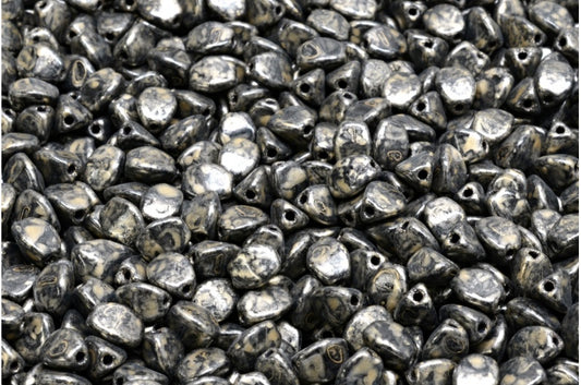 OUTLET 10 grams Pinch Beads, 5 x 5 mm, Black Gold Splash (23980-86710), Glass, Czech Republic