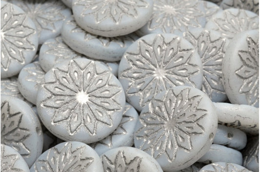 OUTLET 10 grams Origami Flower Beads, 18 x 18 mm, White Matte 84301 (02010-84100-84301), Glass, Czech Republic