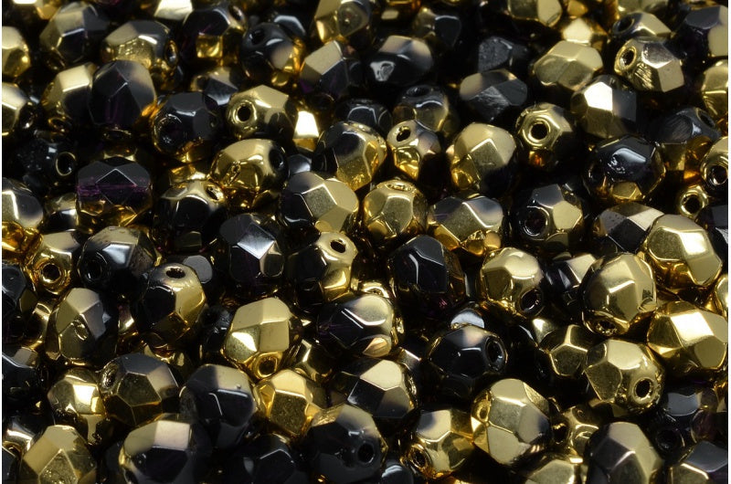 OUTLET 10 grams Fire Polish Faceted Round Beads 6mm, 20510 Gold (20510-26441), Glass, Czech Republic
