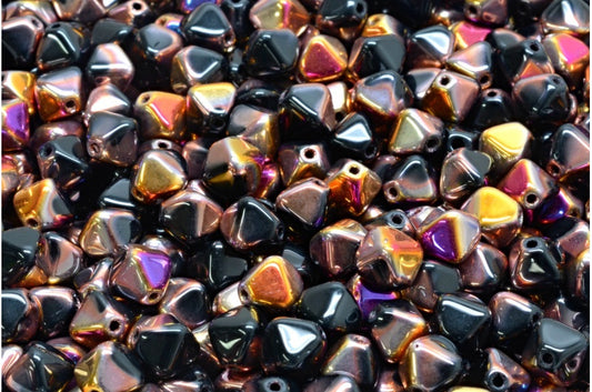 OUTLET 10 grams Bicone Beads, 6 x 6 mm, Black Sliperit (23980-29501), Glass, Czech Republic