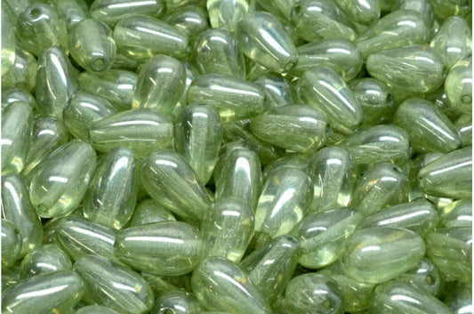 Drop Beads, Crystal Luster Green Full Coated (00030-14457), Glass, Czech Republic