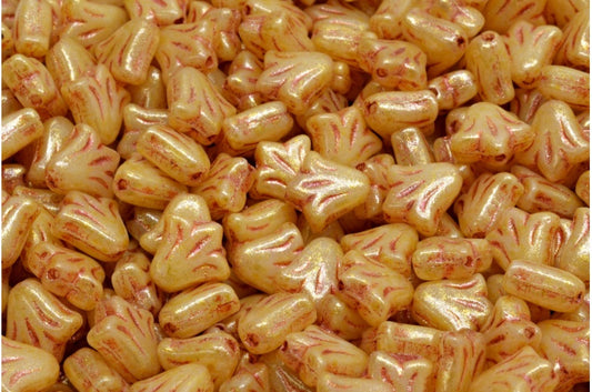 OUTLET 10 grams Lily Flower Beads, White Copper Lined Light Yellow (02010-43806-34302), Glass, Czech Republic