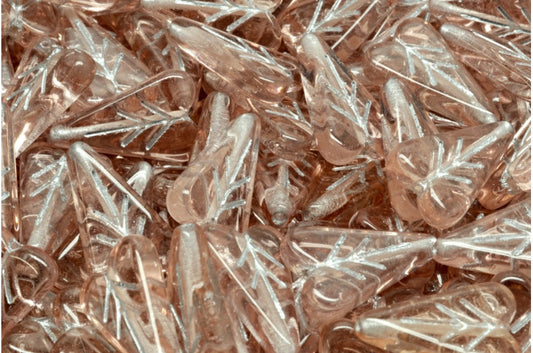 Heart Leaf Bead, Transparent Pink Silver Lined (70120-54301), Glass, Czech Republic