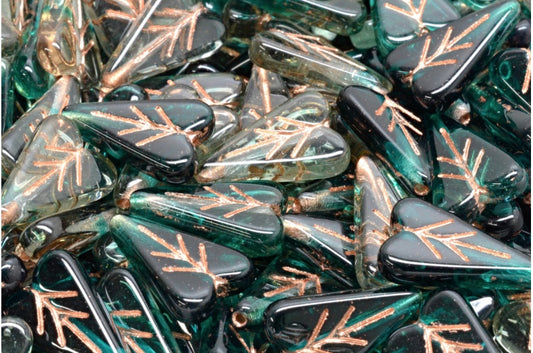 Heart Leaf Bead, R0573 Copper Lined (R0573-54307), Glass, Czech Republic