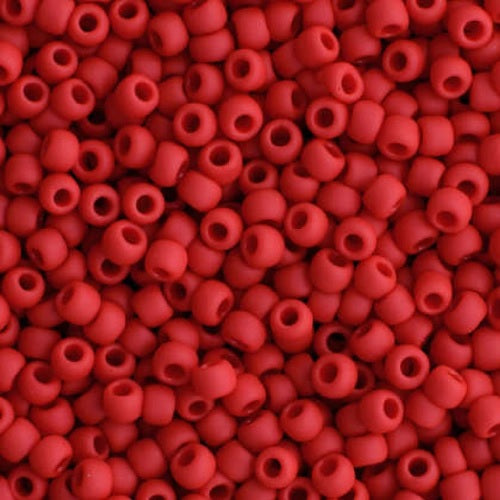 TOHO Round Seed Beads Rocailles, Opaque Frosted Cherry (# 45AF), Glass, Japan