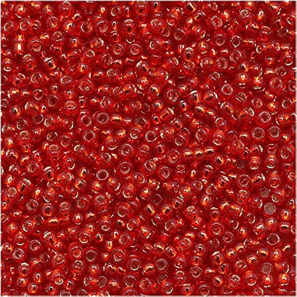 TOHO Round Seed Beads Rocailles, Silver Lined Ruby (# 25C), Glass, Japan