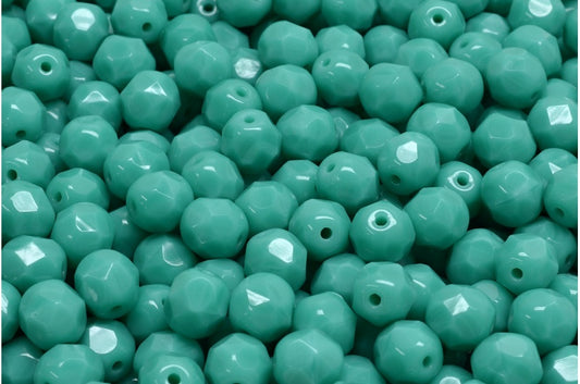 OUTLET 250g Round Faceted Fire Polished Beads, Turquoise P (63130-P), Glass, Czech Republic