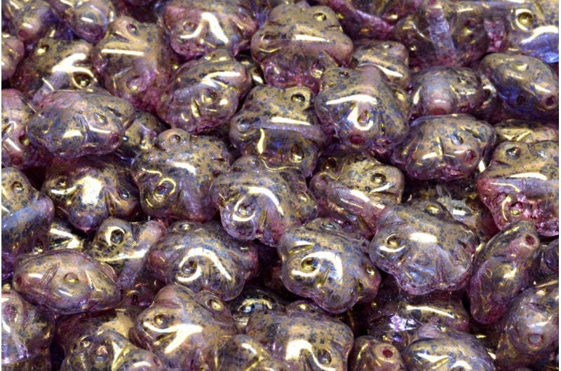 フォークロアフラワービーズ、R0302 テラコッタバイオレット（R0302-15496）、ガラス、チェコ共和国