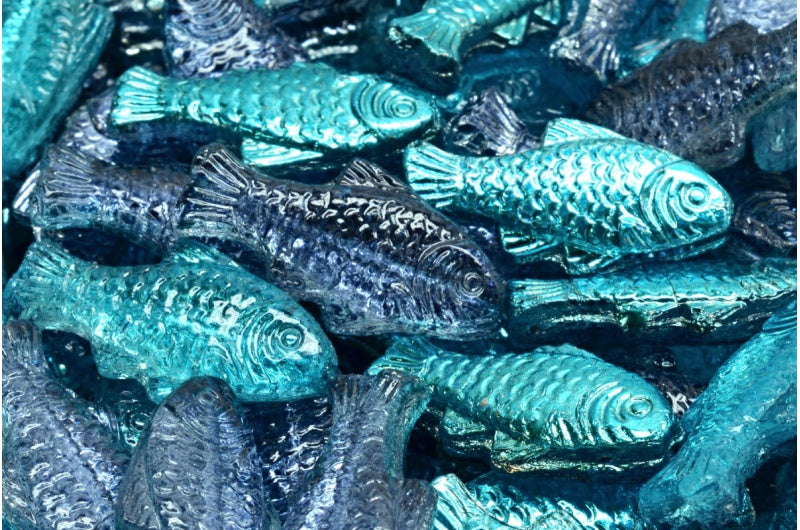 Große Fischperlen, Kristall glänzend blaugrau (00030-48203), Glas, Tschechische Republik