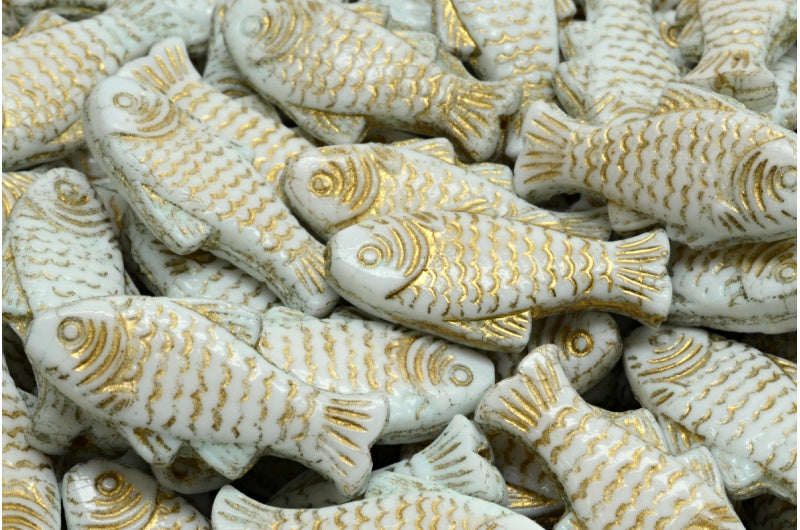 Große Fischperlen, mit Weißgold überzogen (02010-54302), Glas, Tschechische Republik