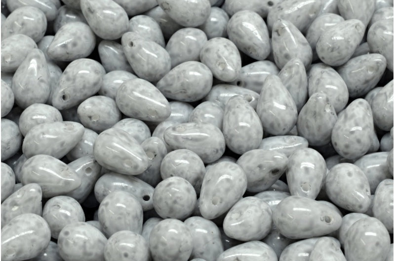 Drop Beads, White Opal Light Gray (02020-34311), Glass, Czech Republic