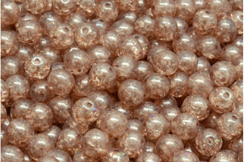 Round Druck Beads, Crystal Cracked 34303 (00030-85500-34303), Glass, Czech Republic