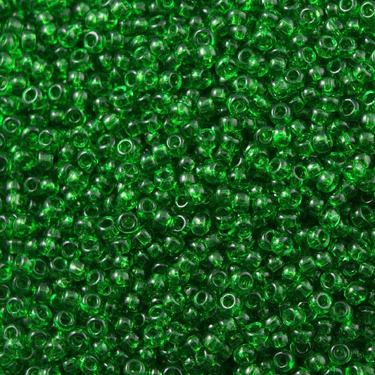 TOHO Round Seed Beads Rocailles, Transparent Grass Green (# 7B), Glass, Japan