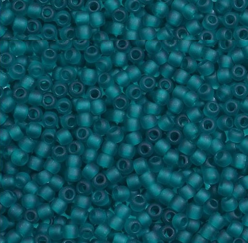 TOHO 圆形种子珠 Rocailles，透明磨砂青色 (# 7BDF)，玻璃，日本
