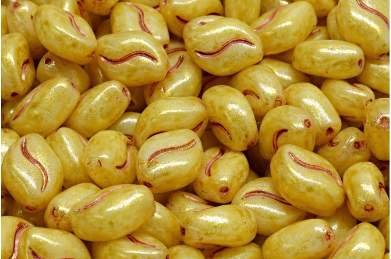 OUTLET 10 grams Wavy Grain Beads, White Copper Lined Light Yellow (02010-43806-34302), Glass, Czech Republic