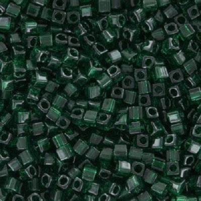 Quadratische Miyuki-Perlen, Transparent Dark Emerald (Nr. 0156), Glas, Japan 