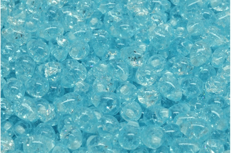 Drop Beads, Crystal Cracked Light Aqua Blue (00030-85500-34308), Glass, Czech Republic