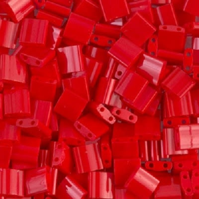 Miyuki Tila / Half Tila / Quater Tila 2-hole Beads, Opaque Dark Red (# 0408), Glass, Japan