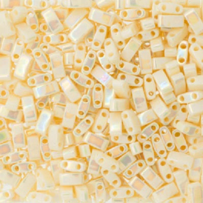 Miyuki Tila / Half Tila / Quater Tila 2-hole Beads, Ivory Pearl Ceylon AB (HTL0486), Glass, Japan