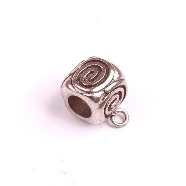 Metal large-hole bead with eyelet - approx. 9x14 mm, inner diameter approx. 5 mm, Stainless Steel 304