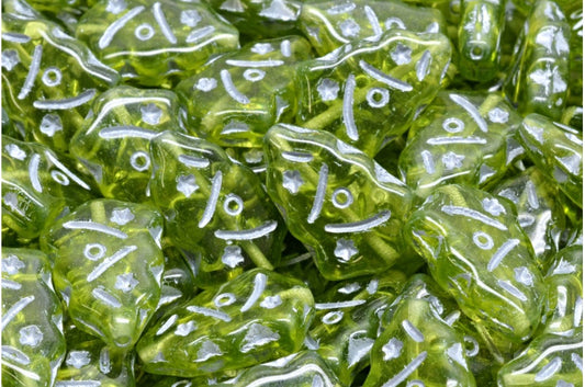 クリスマスツリービーズ、透明グリーン、シルバーライン（50230-54301）、ガラス、チェコ共和国